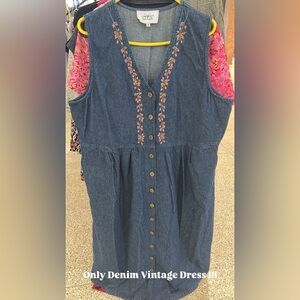 Only Denim Vintage Dress with Floral Embroidery 18